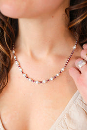 Nisha Garnet and Pearl Necklace