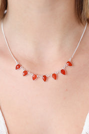 Celeste Teardrops Carnelian Necklace