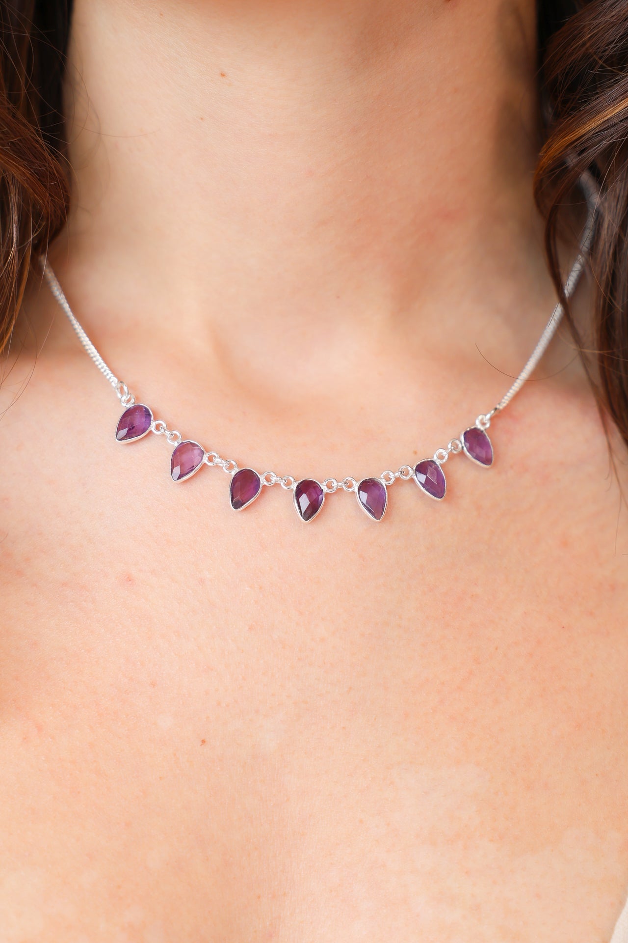 Celeste Teardrop Amethyst Necklace