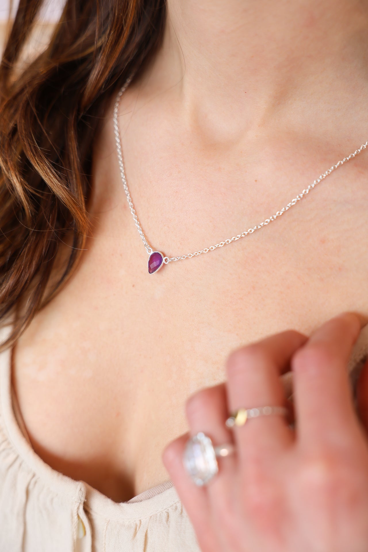 Amethyst Luminary Teardrop Necklace