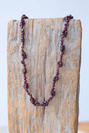 Garnet Floral Thin Necklace