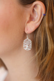 Rectangle Tree Cutout Earrings