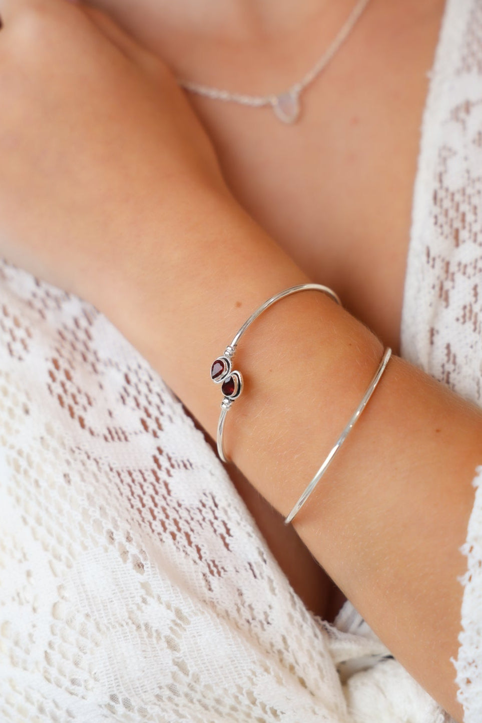 Garnet Fine Wrap Bracelet