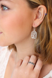 Rectangle Tree Cutout Earrings