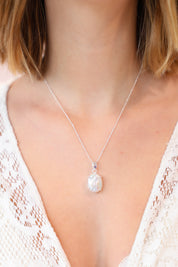 Organic Pearl Amethyst Drop Pendant
