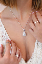Organic Pearl Amethyst Drop Pendant