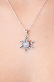 Swirl Sunrays Rainbow Moonstone Pendant