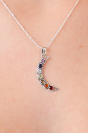 Chakra Crescent Moon Pendant