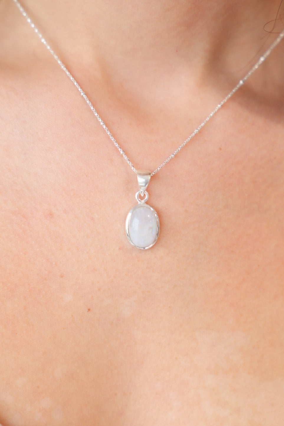 Rainbow Moonstone Oval Pendant