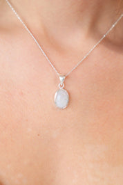Rainbow Moonstone Oval Pendant