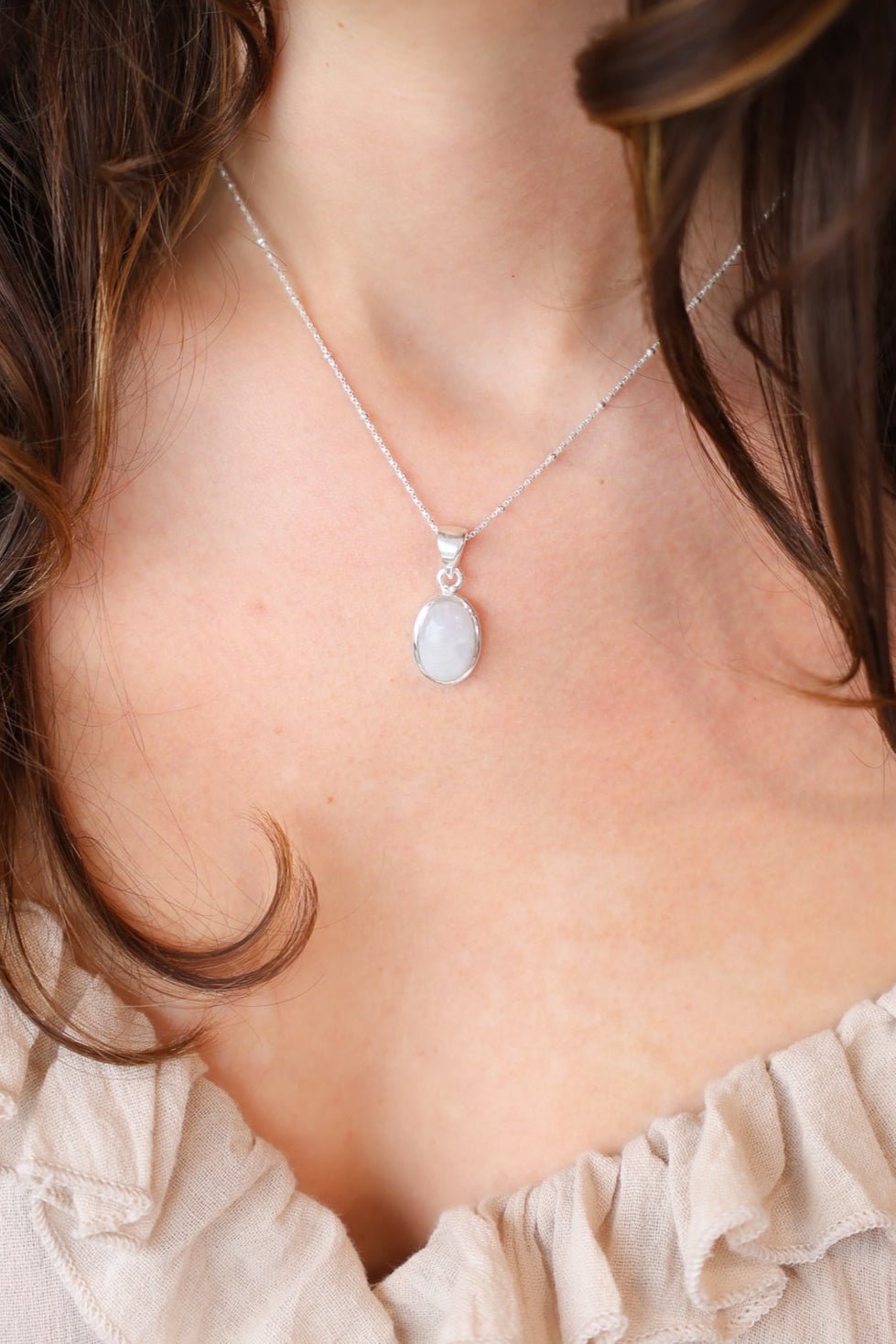 Rainbow Moonstone Oval Pendant