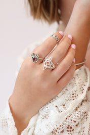 Stoney Garnet Spider Ring