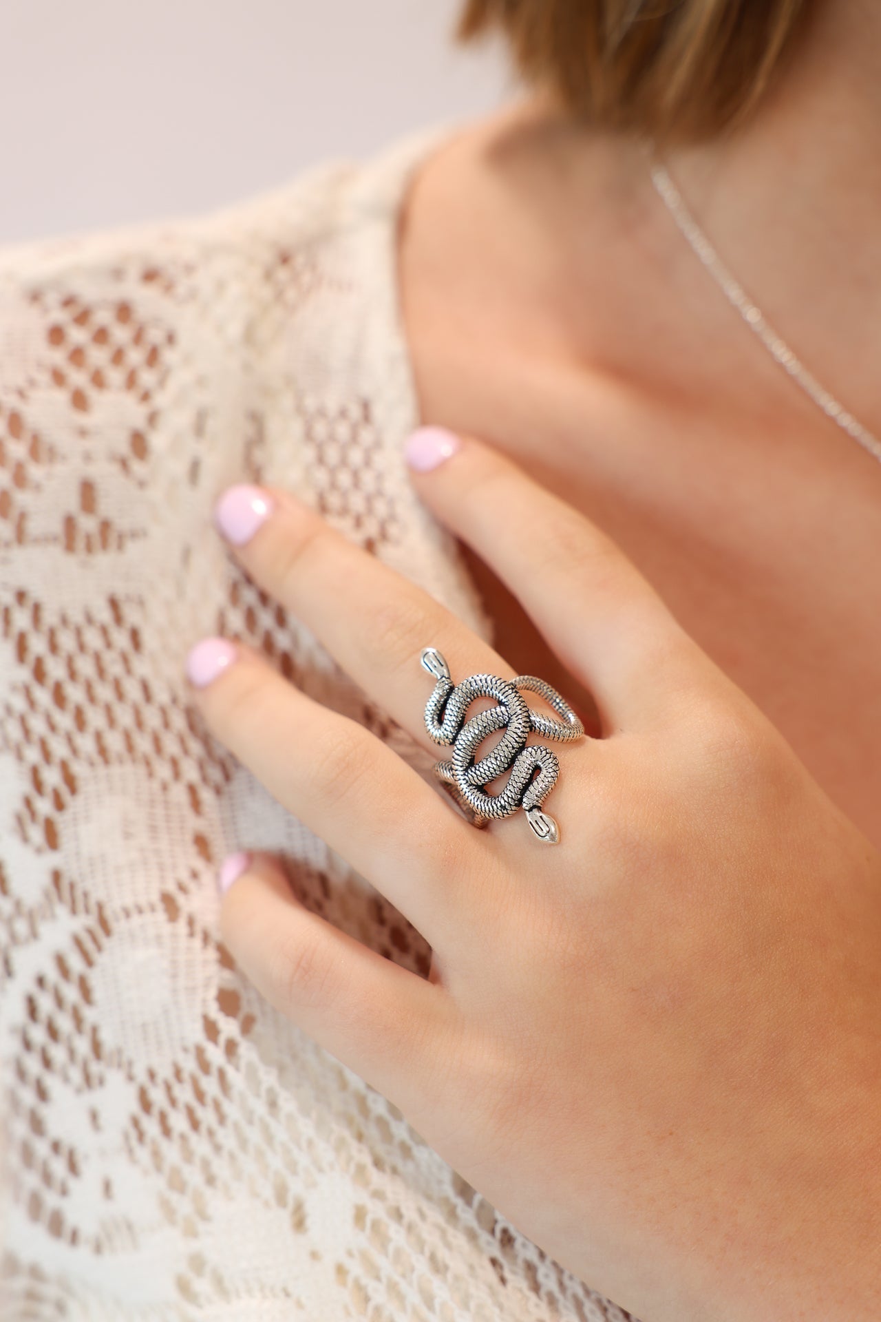 Snake Wrap Ring Crosshatch
