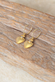 Gold Flaming Heart Earrings