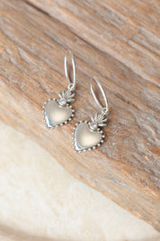 Silver Flaming Heart Earrings