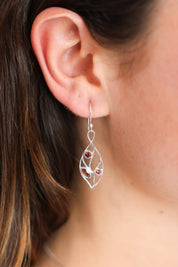 Galia Garnet Leaf Drop Earrings