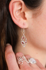 Galia Garnet Leaf Drop Earrings
