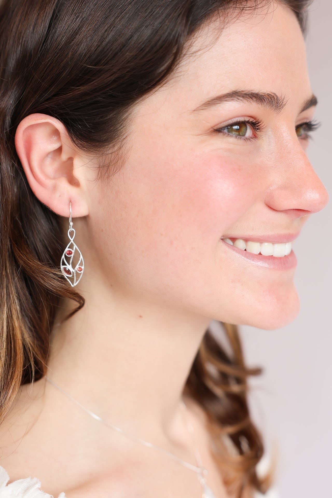 Galia Garnet Leaf Drop Earrings