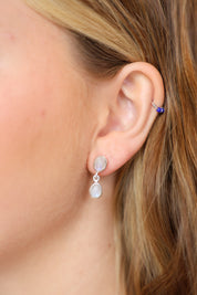 Rainbow Moonstone Duo Drop Studs