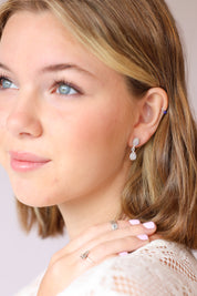 Rainbow Moonstone Duo Drop Studs