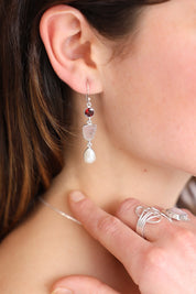 Triple Gemstone Droplet Earrings