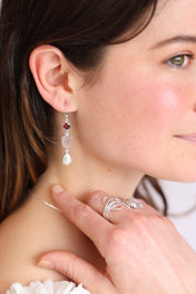 Triple Gemstone Droplet Earrings