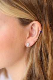 Jayde Oval Rainbow Moonstone Studs