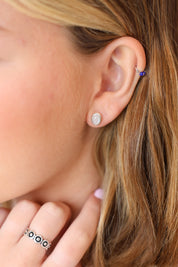 Jayde Oval Rainbow Moonstone Studs
