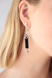 Long Black Onyx Swirl Drops