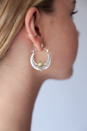 Delia Peridot Ornate Hoops