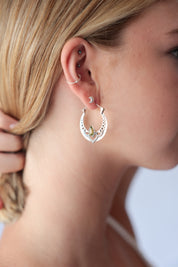 Delia Peridot Ornate Hoops