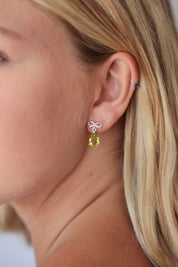 Bow Peridot Drop Studs