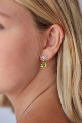 Bow Peridot Drop Studs