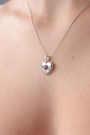 Lacey Heart Ruby Pendant