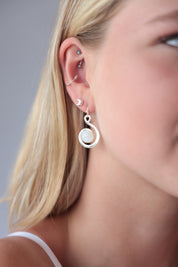 Dini Swirl Rainbow Moonstone Earrings