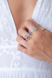 Snake Twist Rainbow Moonstone Ring