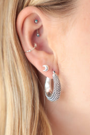 Silver Crescent Studs