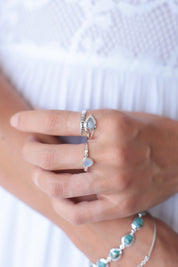 Snake Twist Rainbow Moonstone Ring