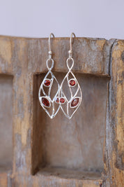 Galia Garnet Leaf Drop Earrings