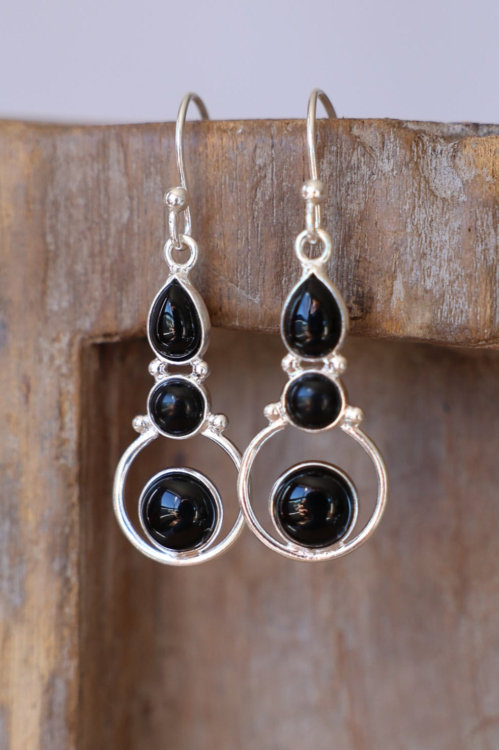 Black Onyx Trilogy Earrings