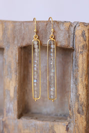 Zaly Beaded Gold Bar Drops