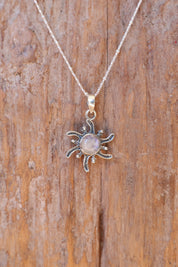 Swirl Sunrays Rainbow Moonstone Pendant