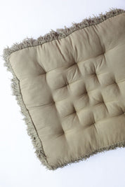 Olive Fringed Floor Cushion
