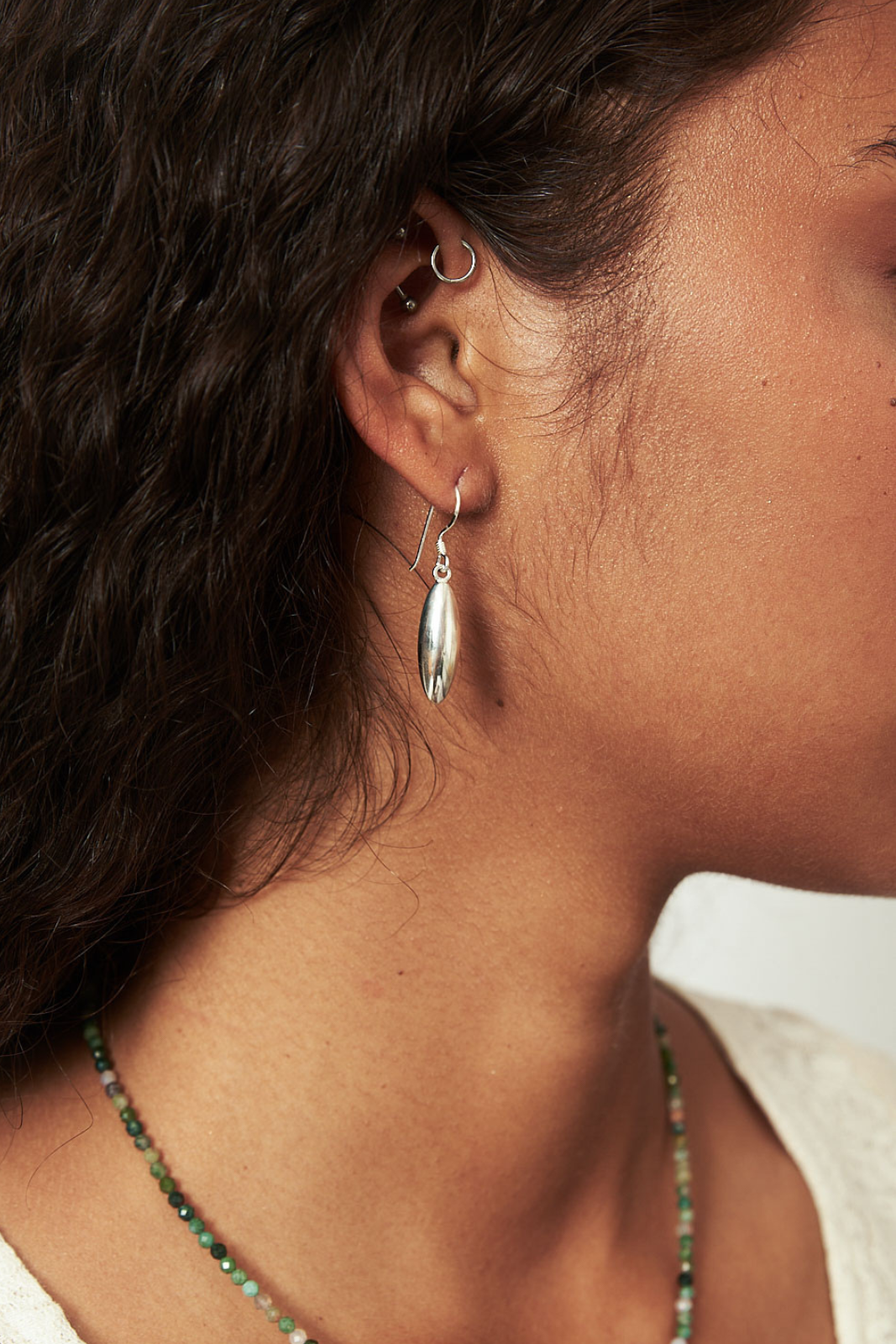 Silver Drop Puff earrings