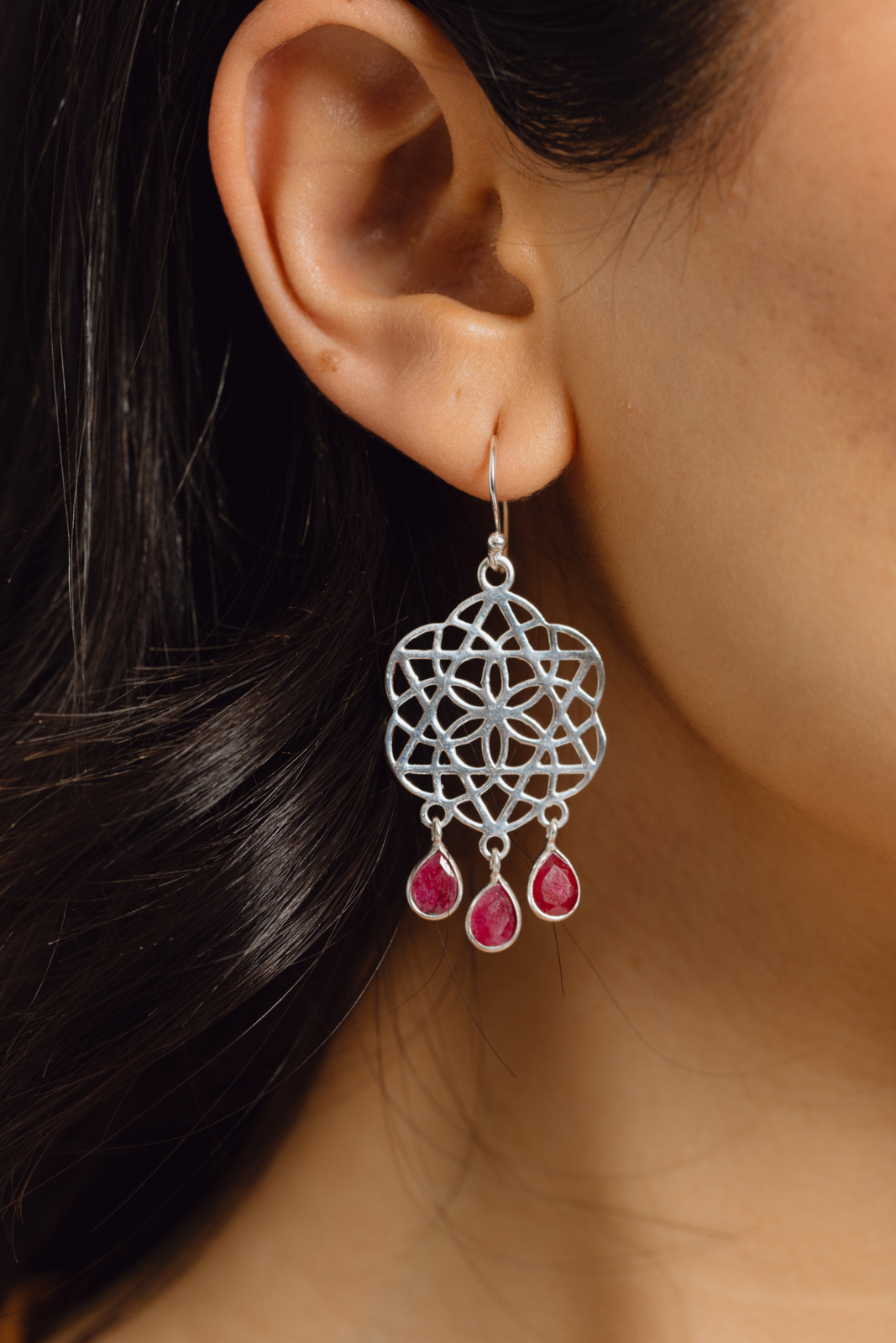 Ruby Dala Stone Drop Earrings