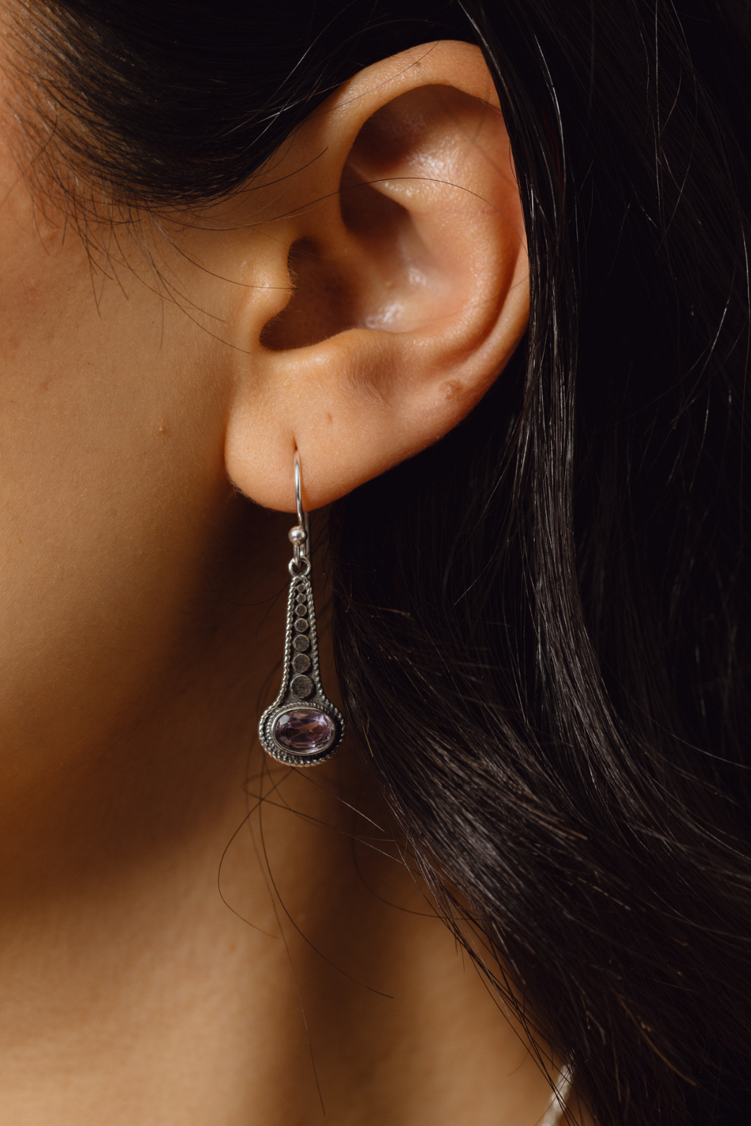 Nemy Long Drop Amethyst earrings