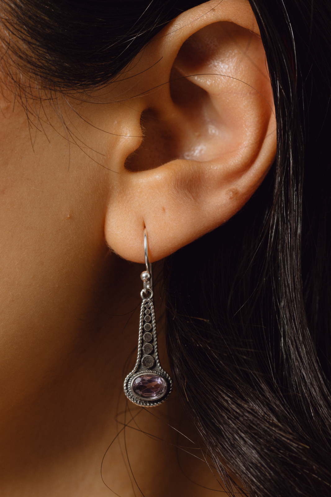 Nemy Long Drop Amethyst earrings