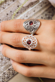Garnet Mandala Ring