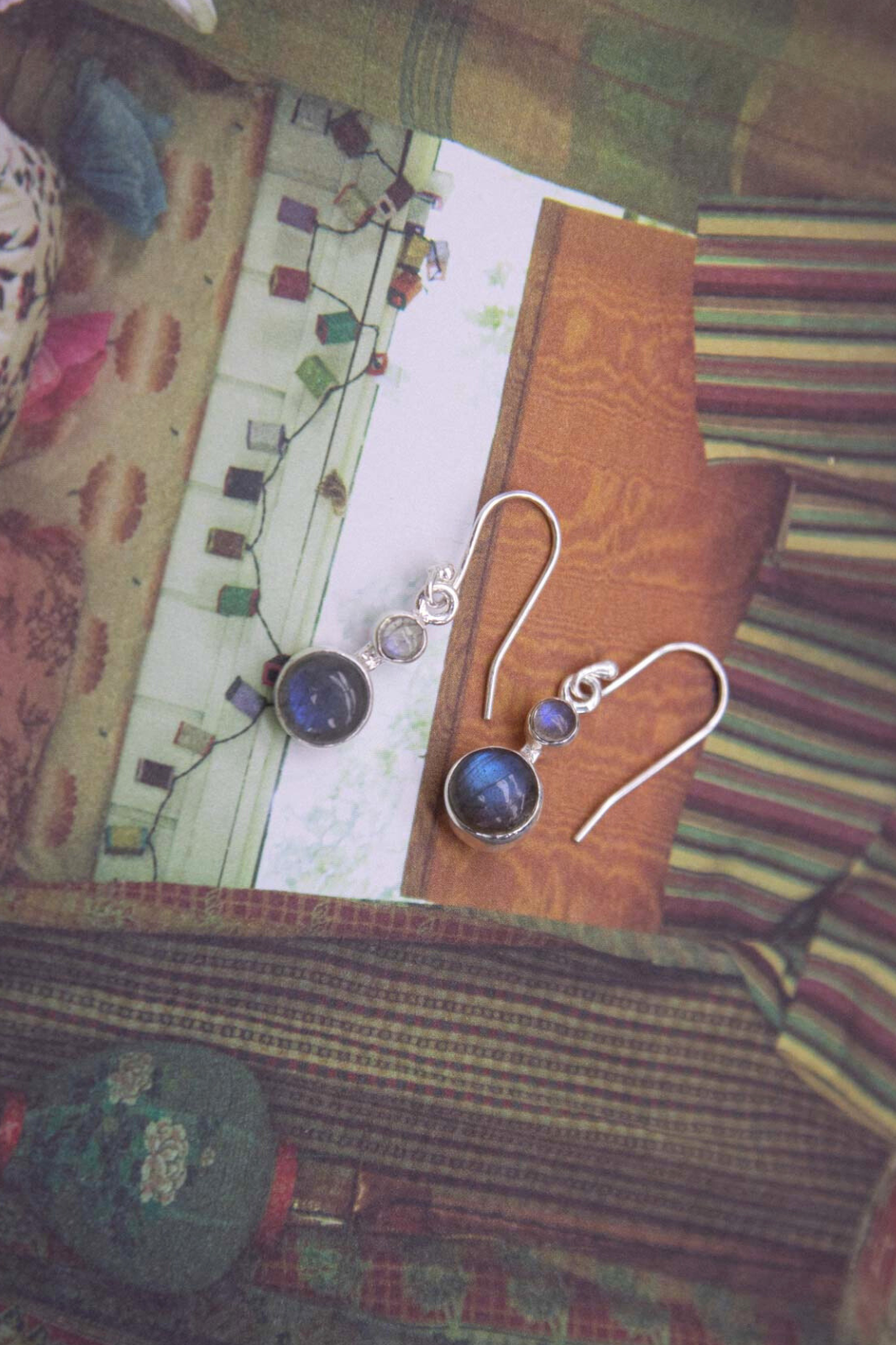 Labradorite Emil Two Stone Drop Earrings