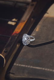 Rainbow Moonstone Mandala Ring